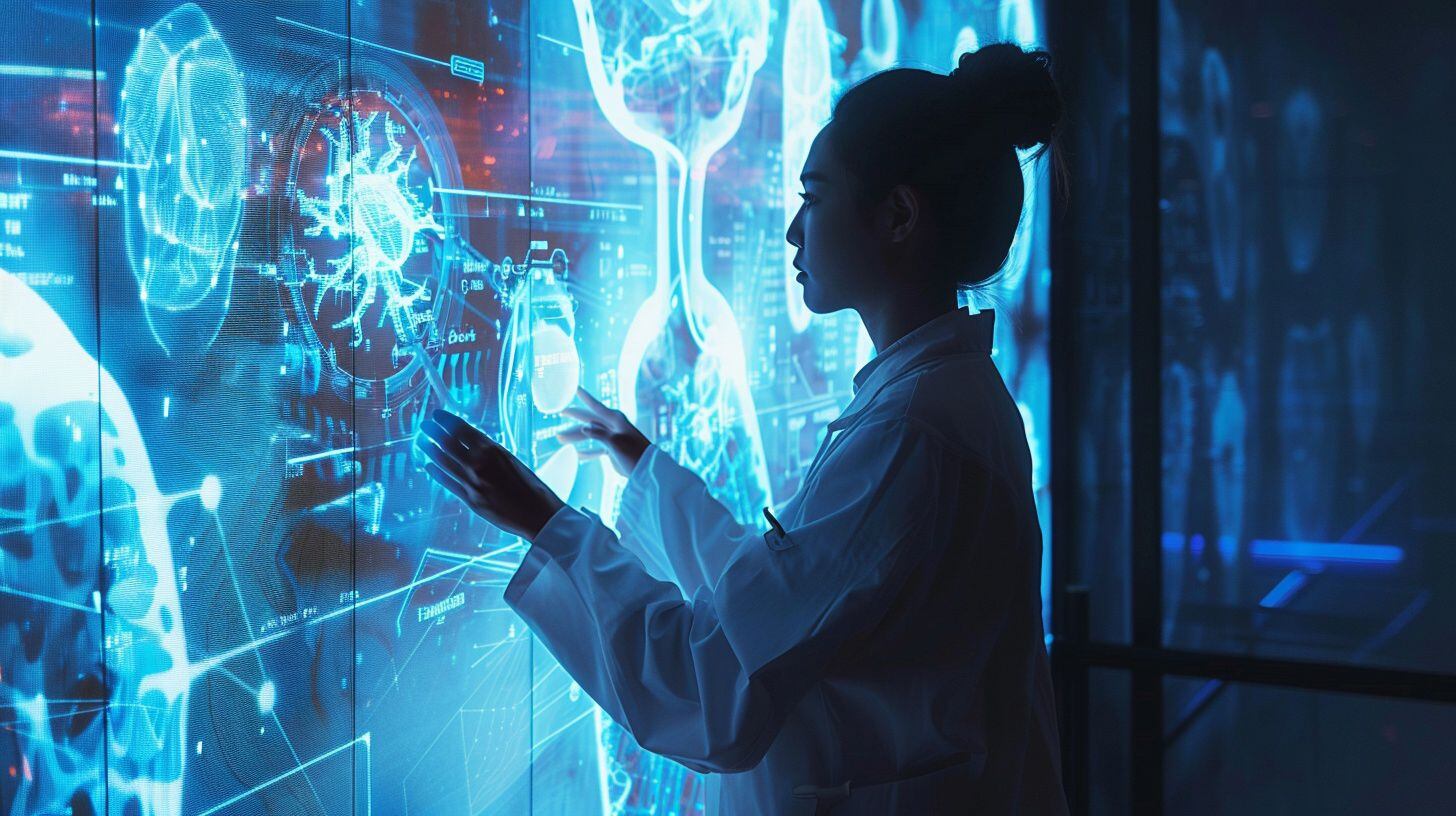 médica analizando con tecnología futurista un estudio de un paciente -  (Imagen Ilustrativa Infobae)