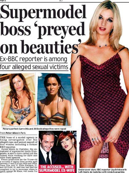 La tapa del Daily Mail de Escocia, con la imagen de la periodista Lisa Brinkworth de la BBC y las otras modelos que denunciaron al magnate de la moda