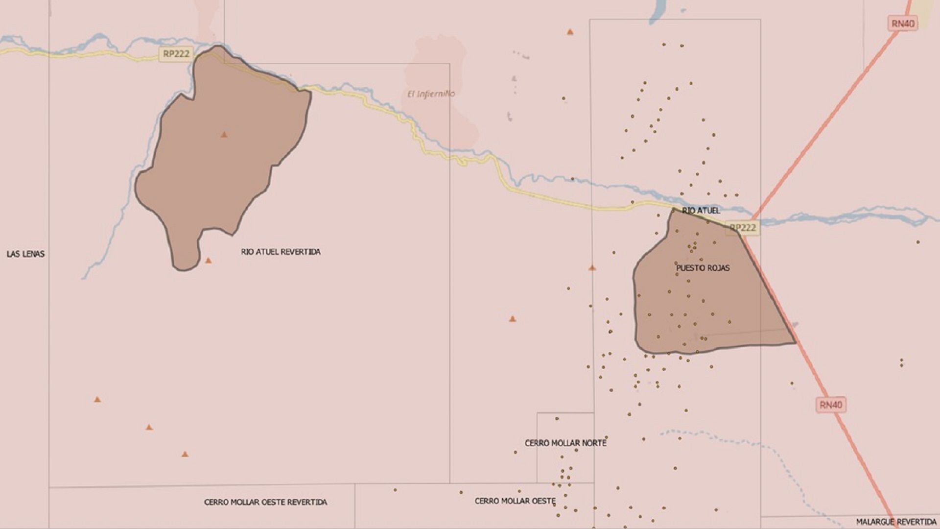 Un mapa de las tierras otorgadas a los mapuches en Mendoza