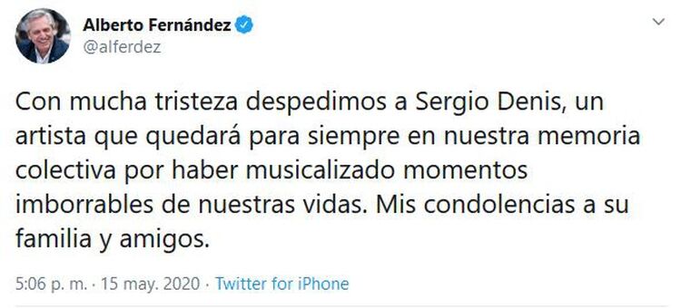 Alberto Fernández despidió a Sergio Denis (Foto: Twitter)