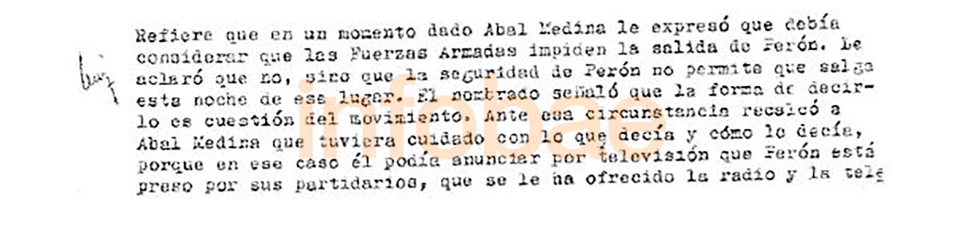 Debate sobre la situación de Perón en Ezeiza