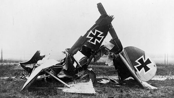 Restos de un biplano de combate Albatros D. III alemÃ¡n<br> Biblioteca Congreso 163