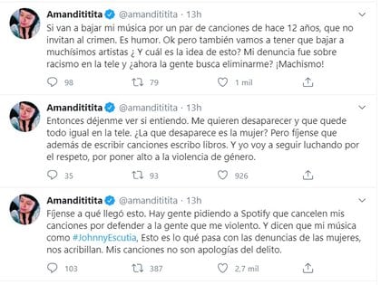 Las respuestas de Amandititita ante la petición de eliminar sus canciones de Spotify