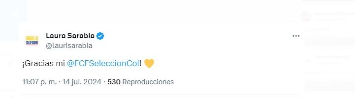 Laura Sarabia, directora del Dapre, felicitó a la selección Colombia - crédito @laurasarabia / X