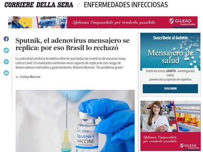 El diario italiano Corriere Della Sera replicó la opinión de virólogos de todo el mundo por la decisión de la Anvisa para prohibir la importación de la vacuna rusa Sputnik V contra el coronavirus (CBS)