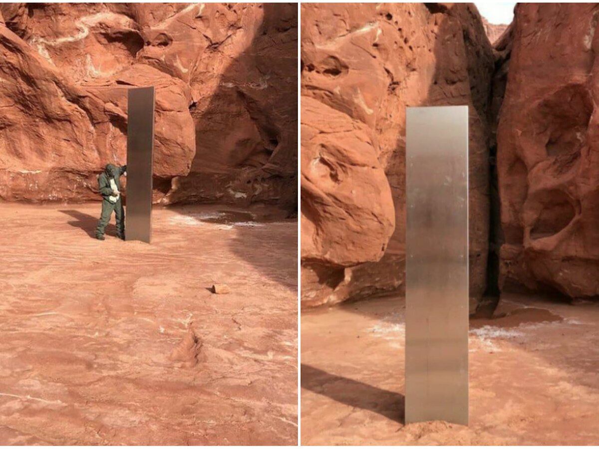 ? Infobae: Un brillo en medio de la nada: hallaron un misterioso monolito  escondido en el desierto de Utah
