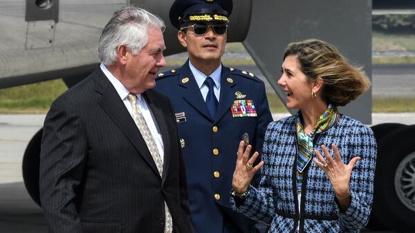 Rex Tillerson, a su llegada a Bogotá (AFP)