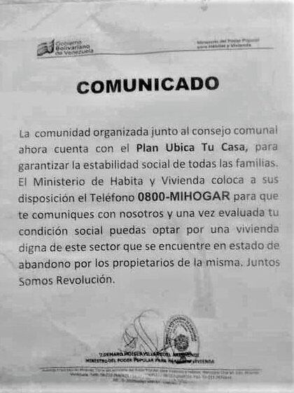Este aviso fue colocado en Santa Elena de Barquisimeto