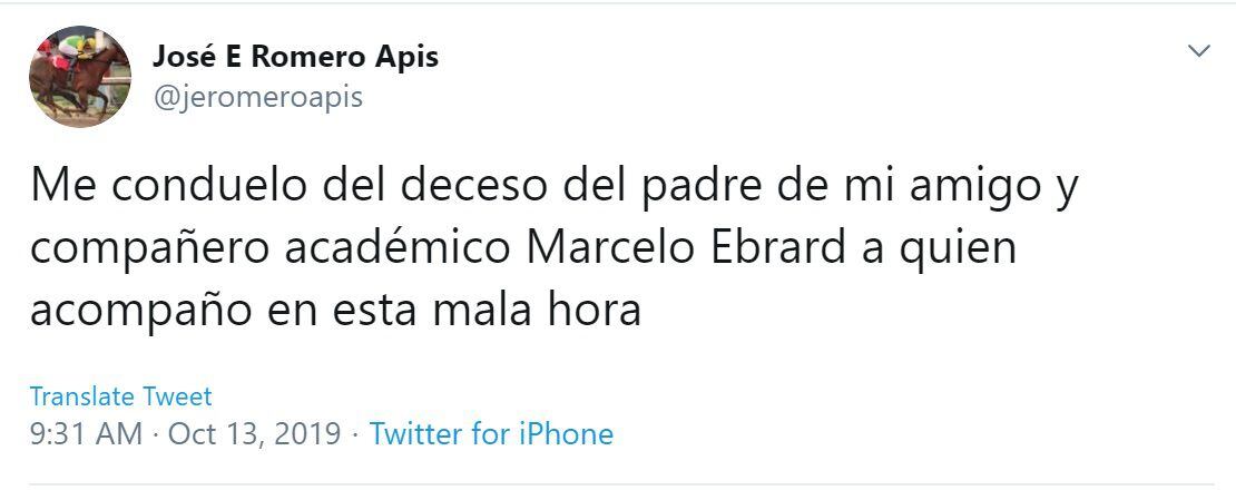 El abogado, político y columnista José Elías Romero Apis envió un mensaje a Marcelo Ebrard (Foto: Twitter)