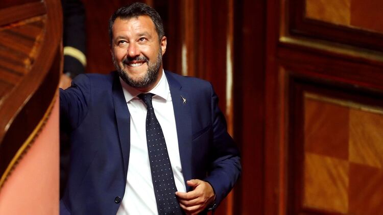 El Ministro del Interior y Viceprimer Ministro de Italia, Matteo Salvini, tras impulsar un voto de confianza contra el gobierno en el Senado, el 5 de agosto de 2019 (REUTERS/Remo Casilli – RC1DC8615210/File Photo)