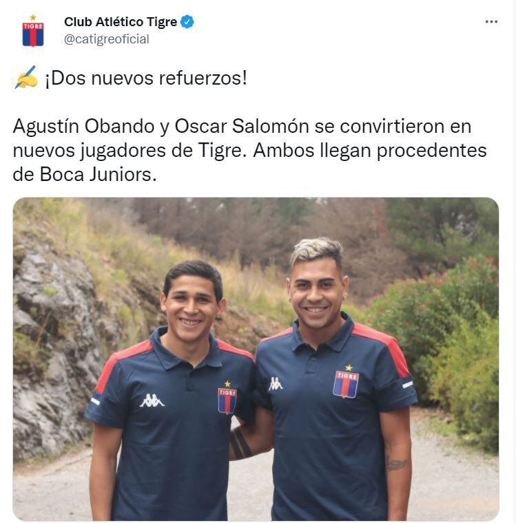 Agustin Obando y Oscar Salomon Tigre Boca