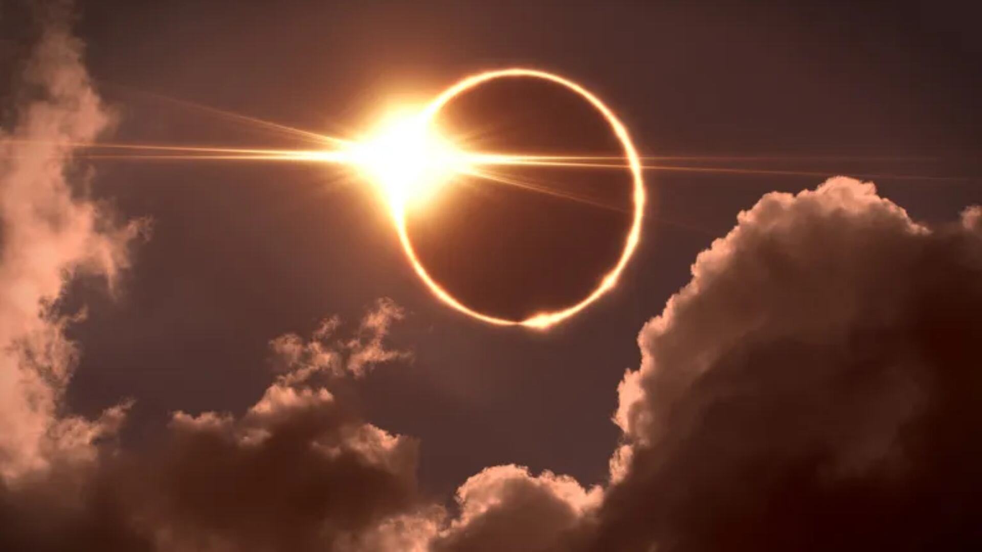 Un eclipse solar total entre nubes.