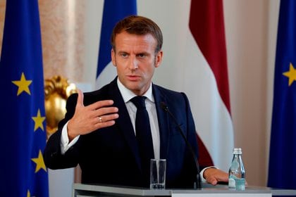 El presidente francés Emmanuel Macron en Riga, la capital de Letonia, el 30 de septiembre de 2020 (EFE / EPA / Toms Kalnins)