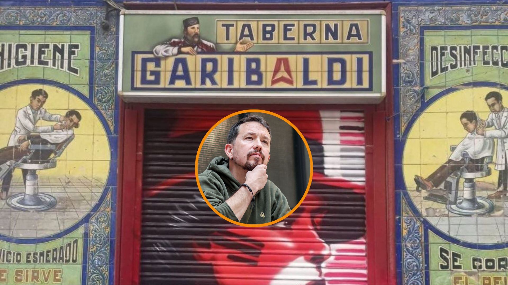 La Taberna Garibaldi de Pablo Iglesias (EFE, Montaje Infobae).