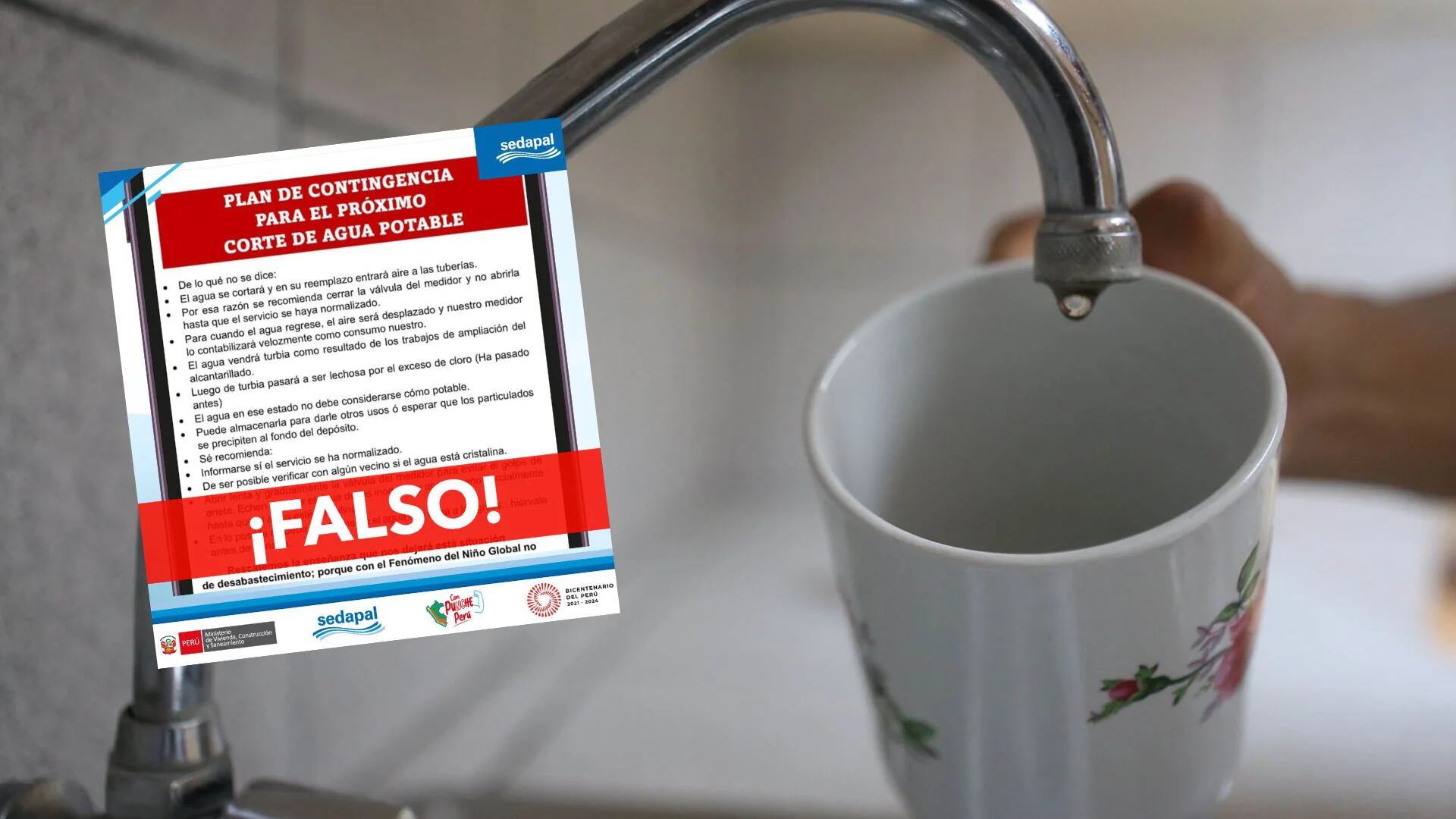 "El agua vendrá turbia": Sedapal advierte sobre difusión de comunicados falsos sobre corte masivo de agua