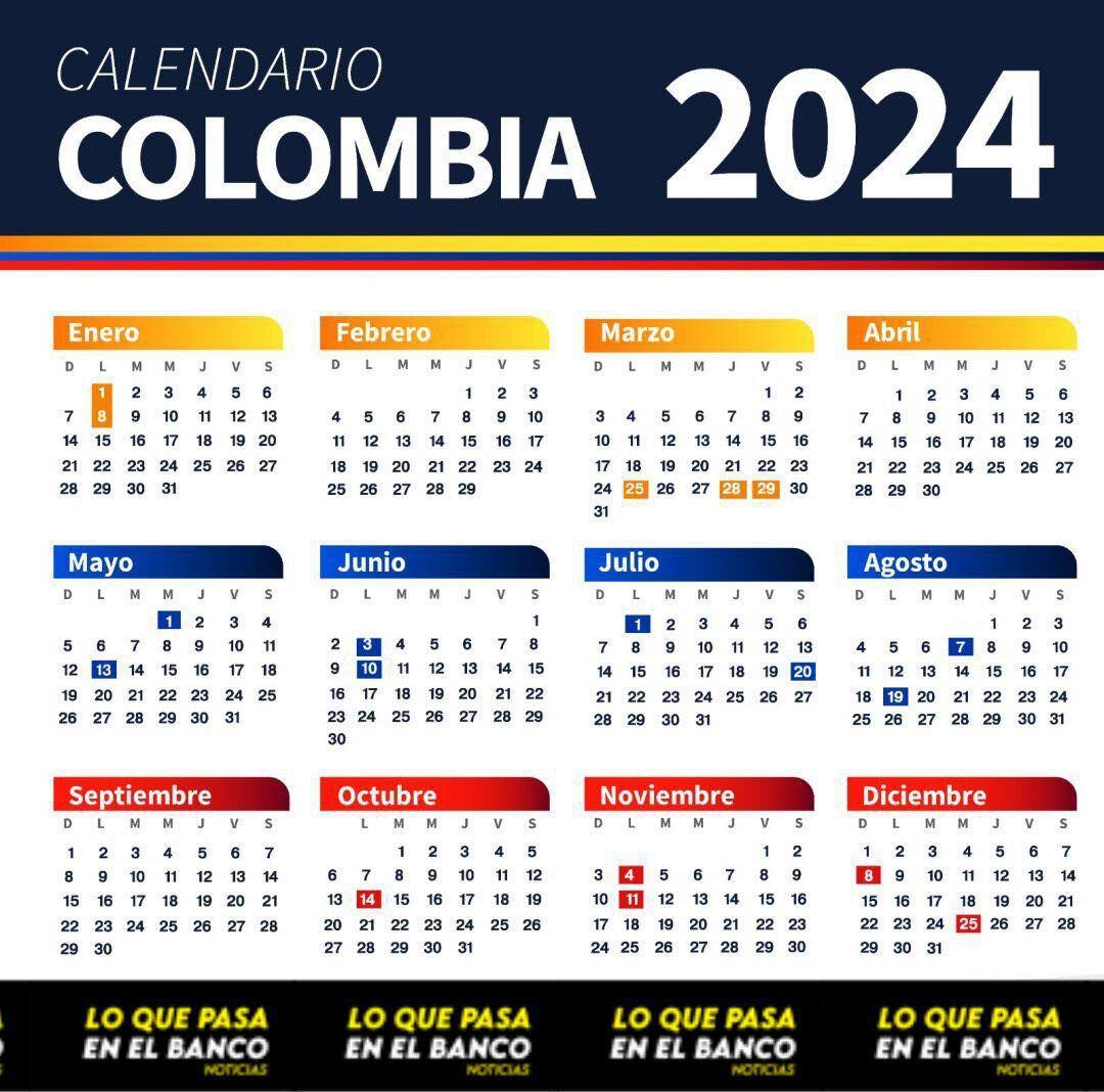 Este es el calendario de Colombia 2024, con sus días festivos - crédito Lo que pasa en el Banco/Facebook