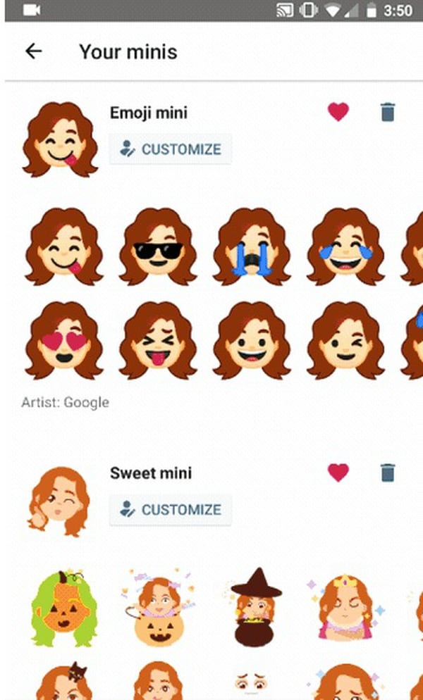 El usuario puede luego editar el emoji creado por el sistema, y cambiar el peinado, color de ojos y forma de rostro, entre otras opciones.