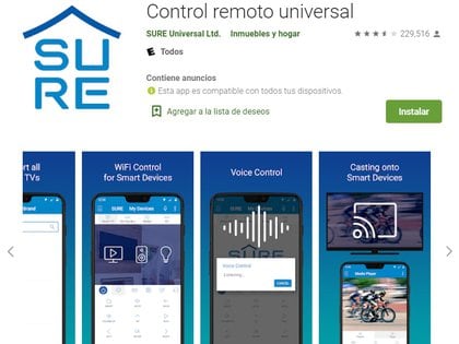 Sure, una app para utilizar el móvil como control remoto universal