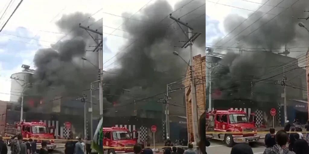 Fábrica en llamas cubrió de humo el sector de Los Mártires, en Bogotá