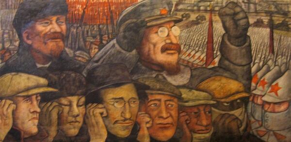 Mural de Diego Rivera sobre la Revolucion Rusa