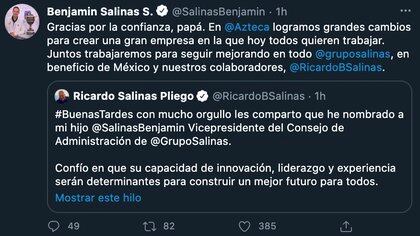 Ricardo y Benjamín Salinas (Foto: Twitter@SalinasBenjamin)