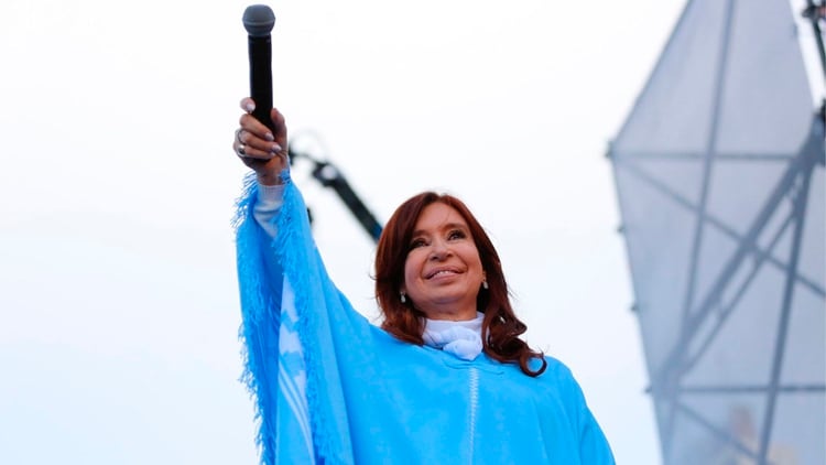 Cristina Kirchner durante el cierre de campaña en Mar del Plata (Frente de Todos)
