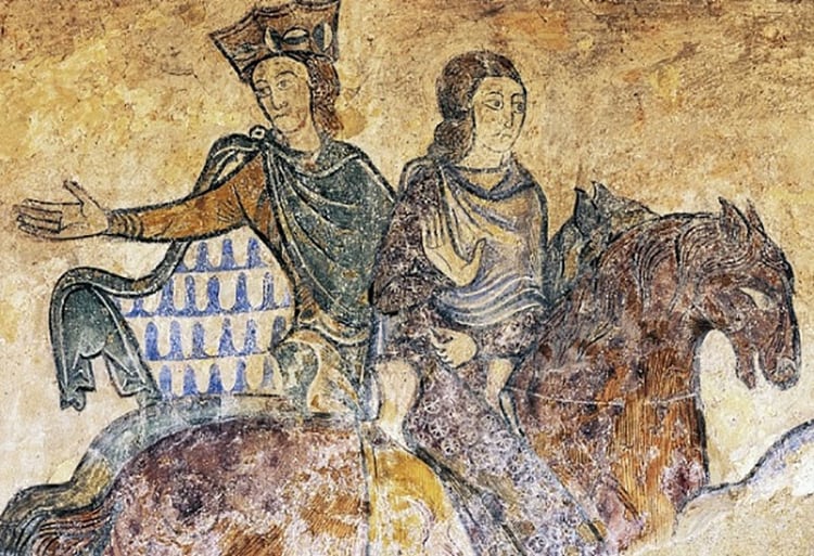 Leonor de Aquitania junto a uno de sus hijos