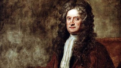Isaac Newton, científico británico que descubrió las leyes del movimiento y la gravedad. 