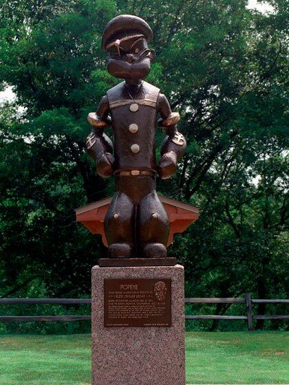 Incluso Popeye tiene su propia estatua en Chester, Illinois, ciudad de nacimiento de su escritor, Elzie Segar