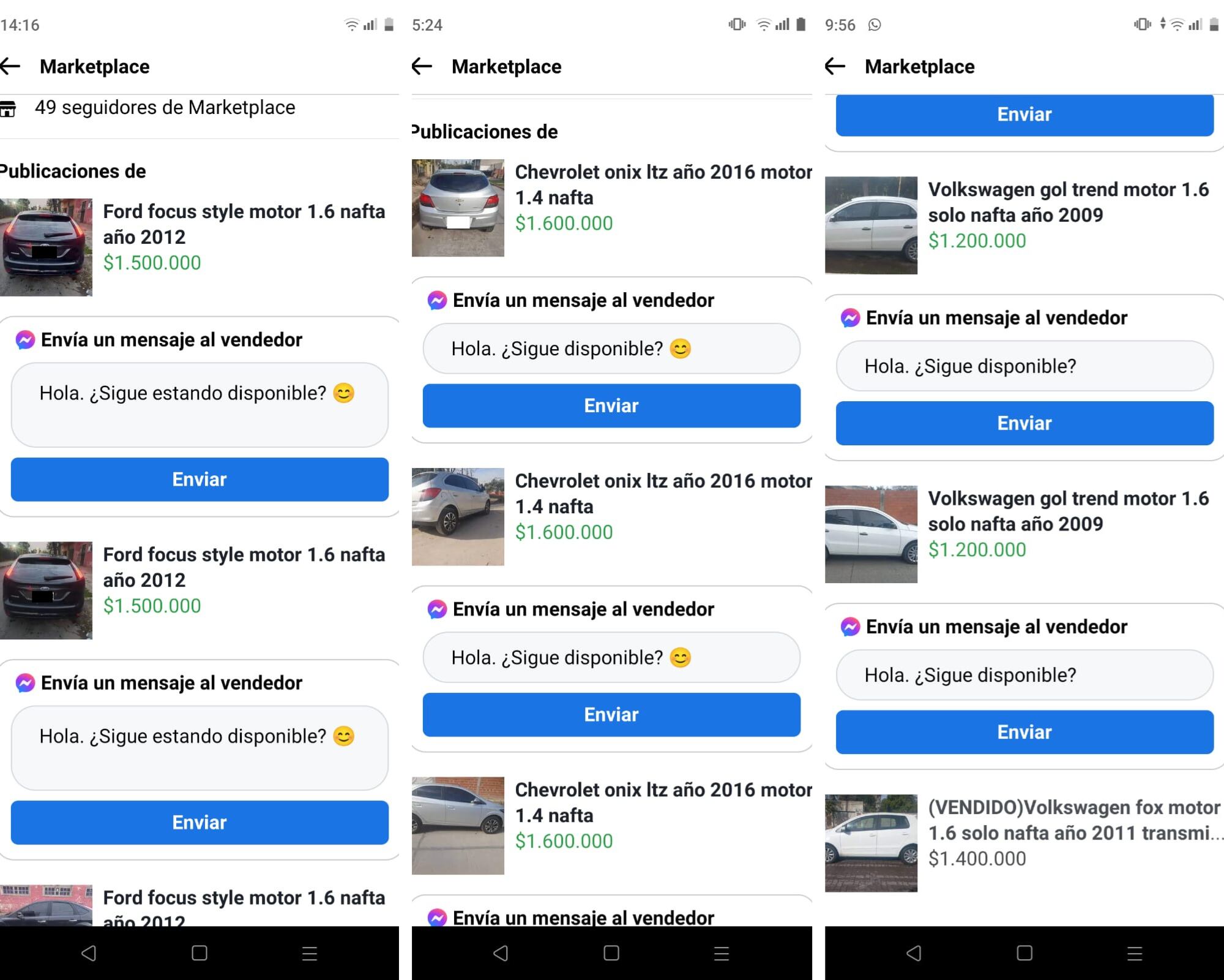 Los vehículos eran ofertados en Marketplace de Facebook (Policía Federal Argentina)