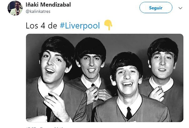 Un meme más con los 4 de Liverpool, recordando a The Beatles