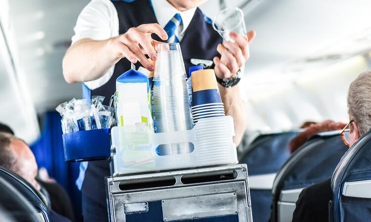 A menos que las aerolíneas sirvan agua de botellas cerradas, el estudio recomendó que los pasajeros no tomen agua (Shutterstock)