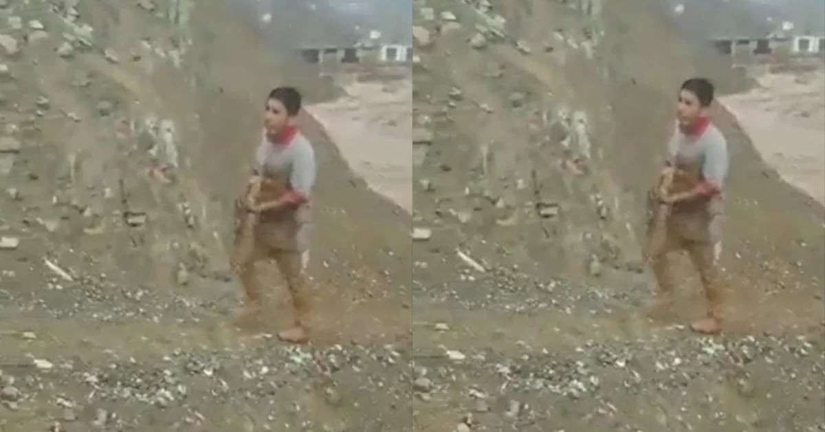 The dramatic rescue of a three-year-old boy who was swept away by a mudslide in Jicamarca