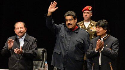 Daniel Ortega, Nicolás Maduro y Evo Morales