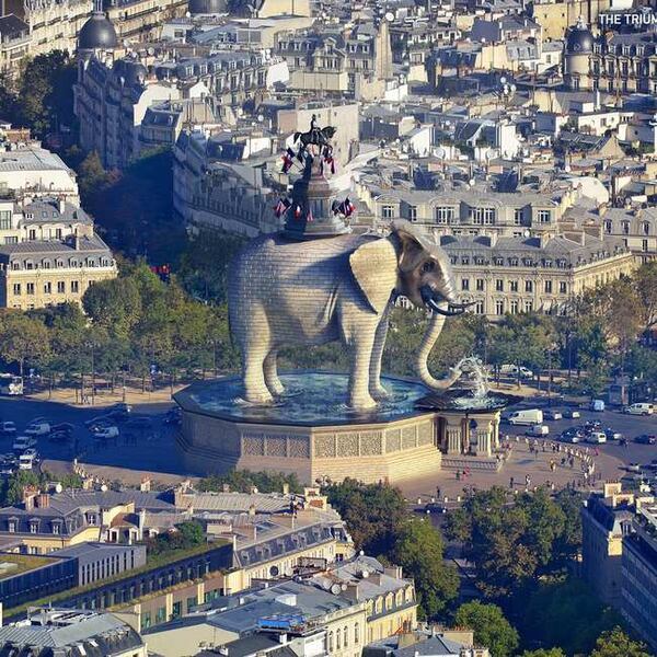 “El Elefante Triunfante” pudo haber sustituido el “Arco del Triunfo” en París, Francia. Todas las imágenes cortesía de NeoMam