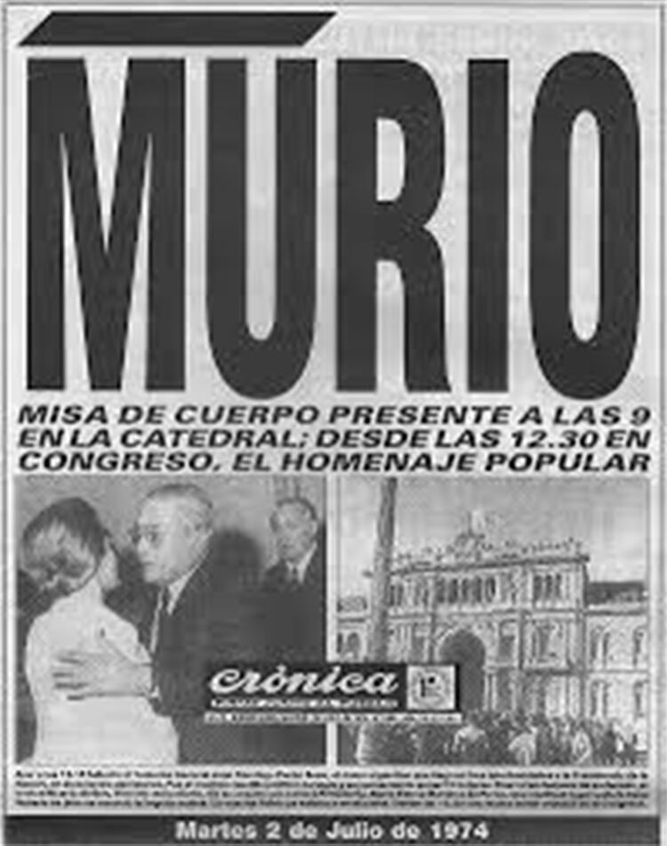 La tapa del Diario Crónica por el fallecimiento de Perón
