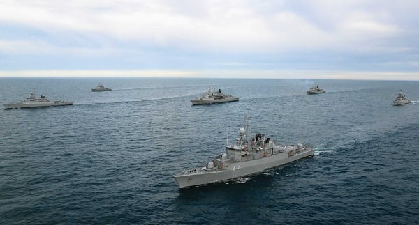 La flota de mar argentina durante un ejercicio. Foto:Â Gentileza Gaceta Marinera.