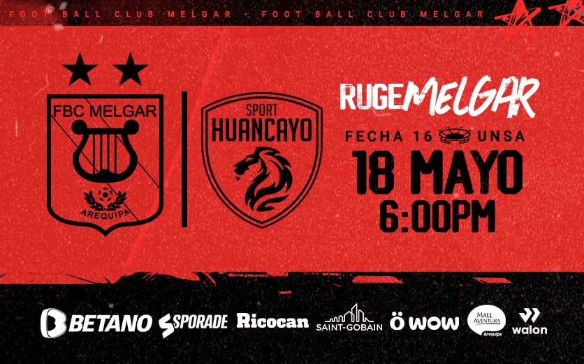 Melgar y Sport Huancayo se enfrentarán en Arequipa por la fecha 16 del Torneo Apertura 2024.
