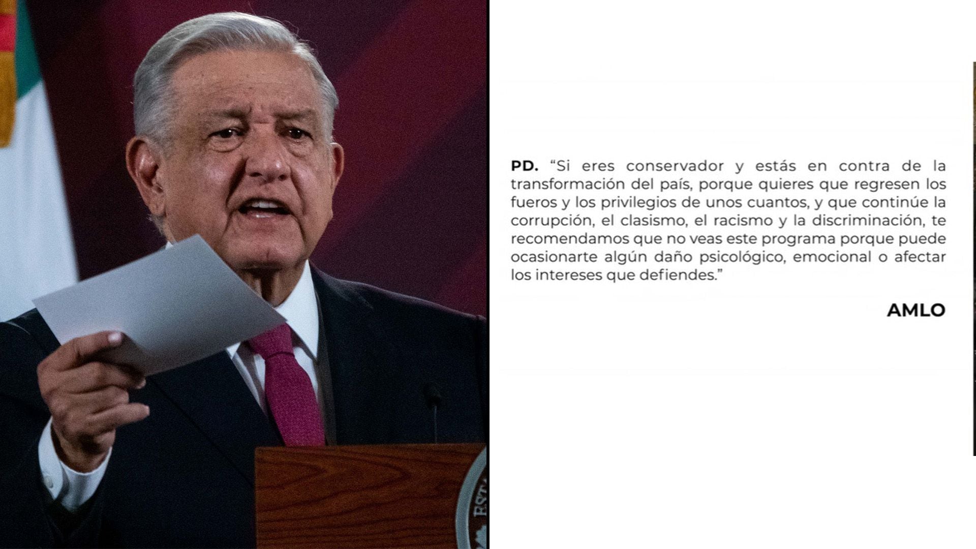 The president showed his postscript in the announcement despite the demand of the INE Photo: quarterscuro