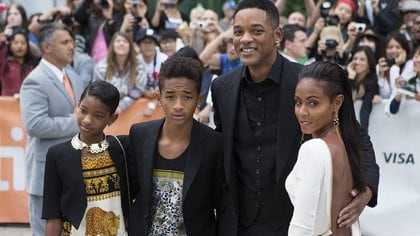 Will Smith con su esposa Jada Pinkett y sus hijos Willow y Jaden