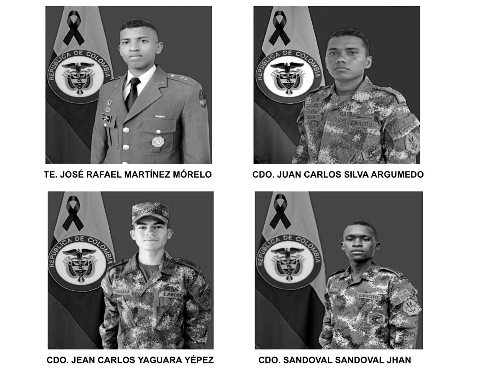 Estos son los cuatro uniformados asesinados por las disidencias de las Farc en Nariño - crédito Ejército