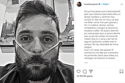 Ricardo Casares pasó más de 40 días con el virus