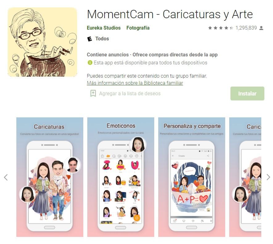 MomentCam allows you to customize the avatars created