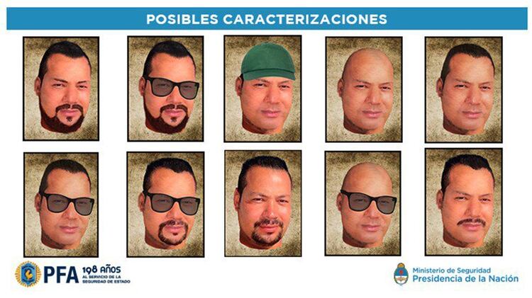 Los diez posibles looks que tendrÃ­a SebastiÃ¡n Romero, segÃºn el Ministerio de Seguridad de la NaciÃ³n.