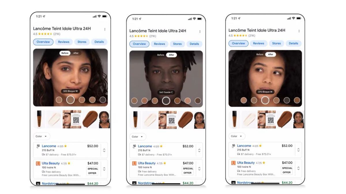 Google aprovechará esta tecnología para crear filtros que permitan visualizar cómo se vería el maquillaje o la ropa.
