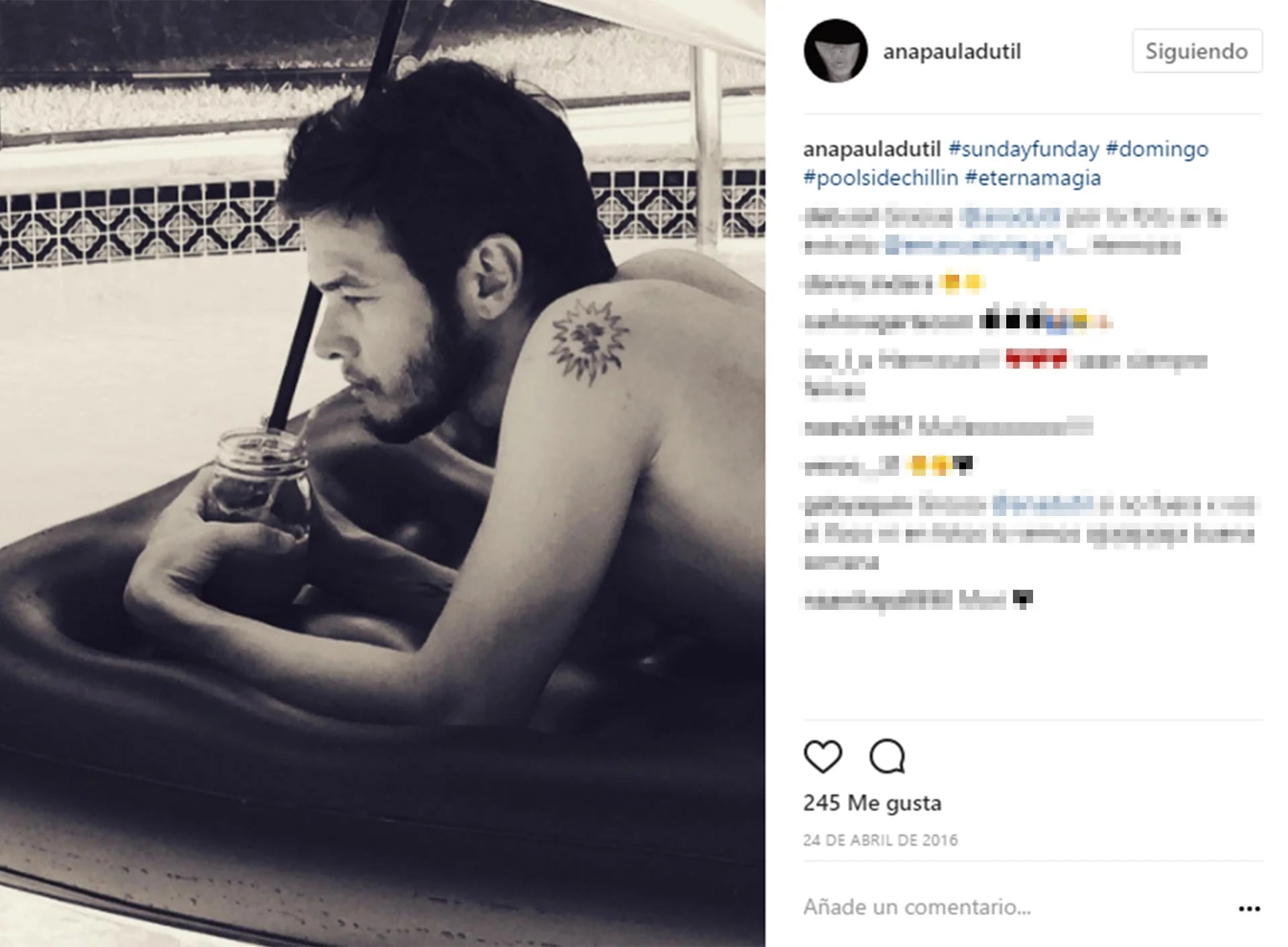 La última foto de Emanuel que Dutil posteó en su Instagram: fue en abril de 2016, y la definió con un “eterna magia”