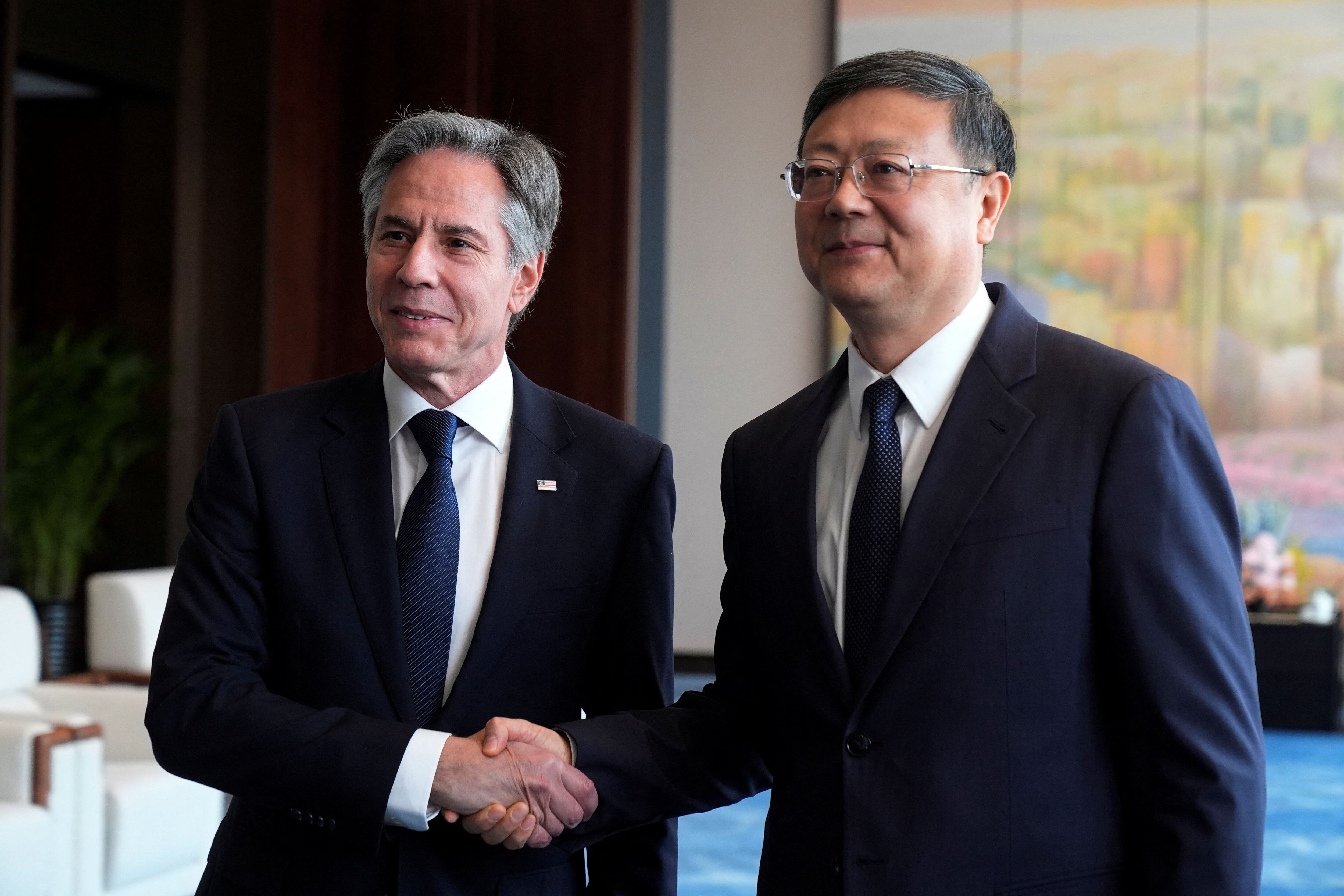 El secretario de Estado llegó a Shanghái con la misión de aumentar la presión sobre el régimen de Xi Jinping en distintos asuntos, como su cercanía con Rusia (Mark Schiefelbein/REUTERS)