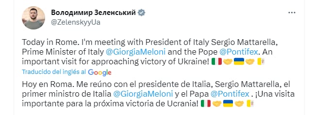 Zelensky confirmó que se reunirá con el papa Francisco. (TWITTTER)
