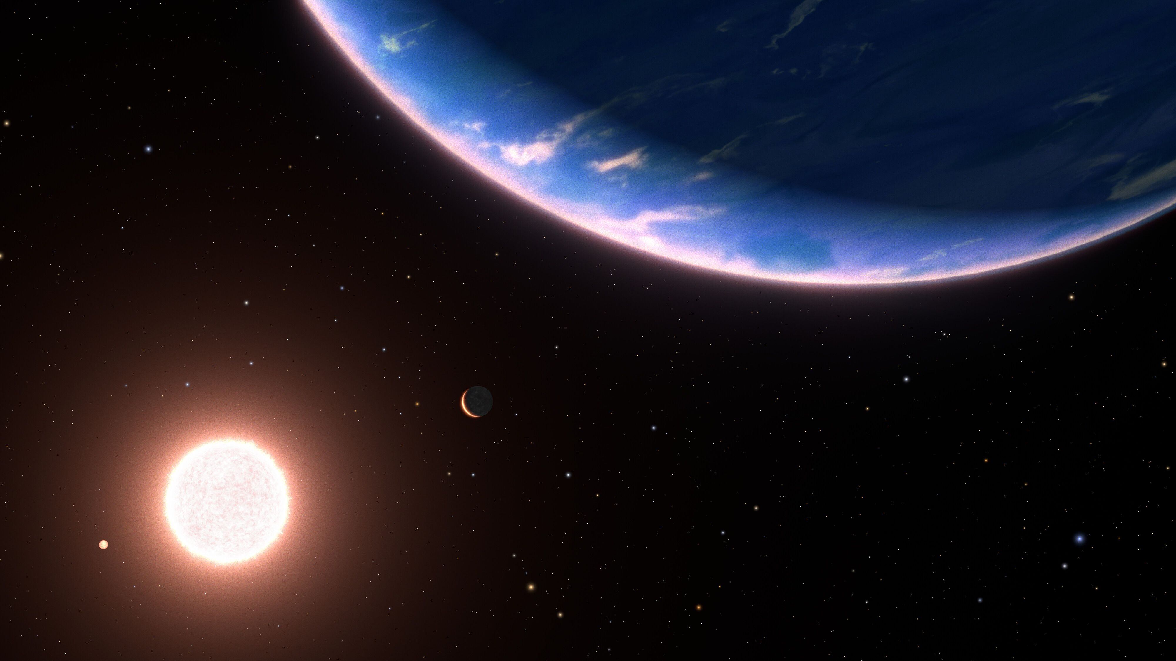 Concepción artística del exoplaneta GJ 9827d, el más pequeño en cuya atmósfera se ha detectado vapor de agua. (Credito: NASA, ESA, Leah Hustak y Ralf Crawford)