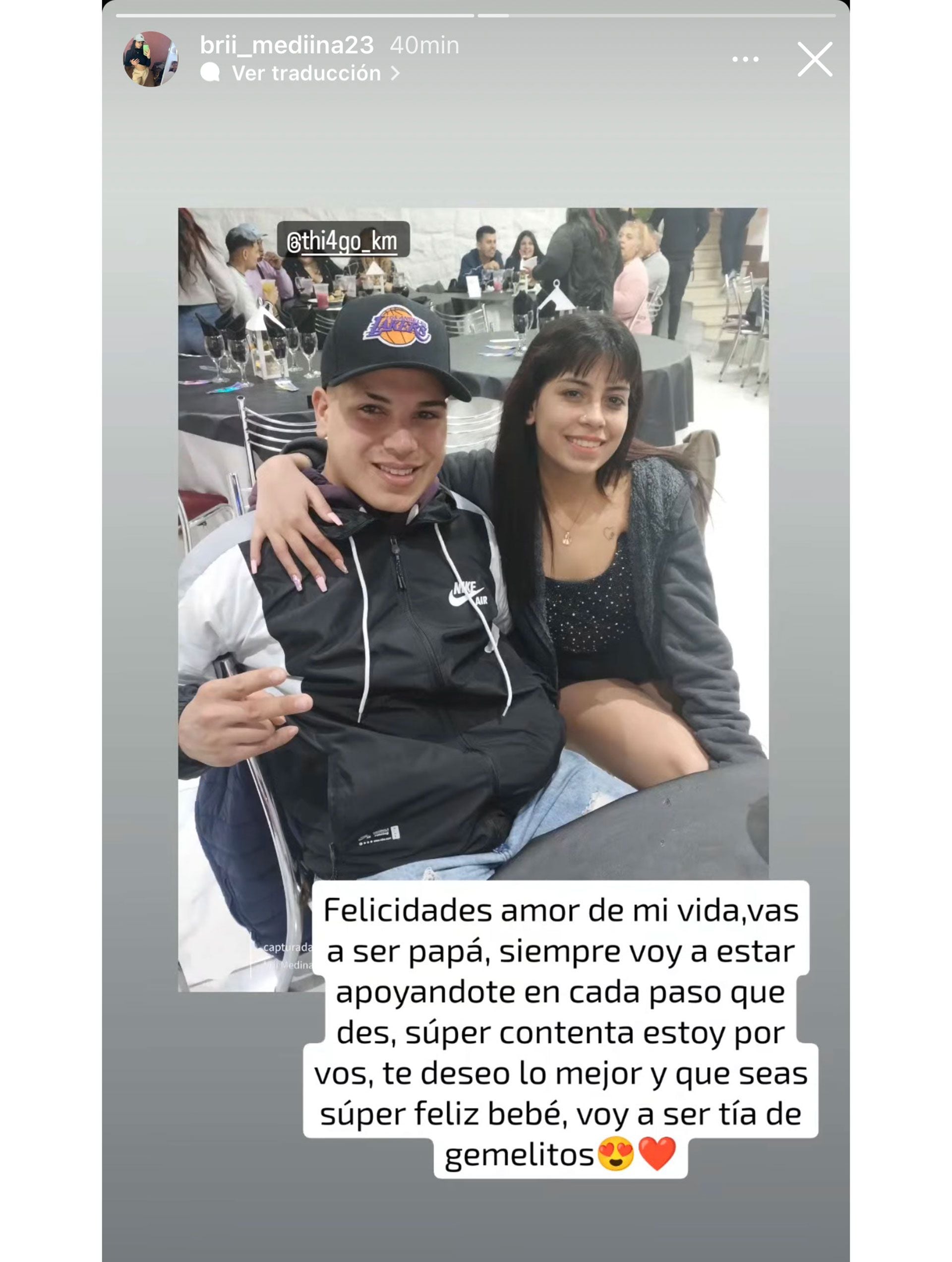 La hermana de Thiago lo felicitó por el embarazo de Daniela (Instagram)